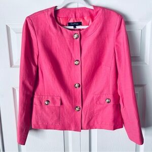 Evan Picone Vibrant Pink Quiet Luxury Business Casual Button Front Blazer